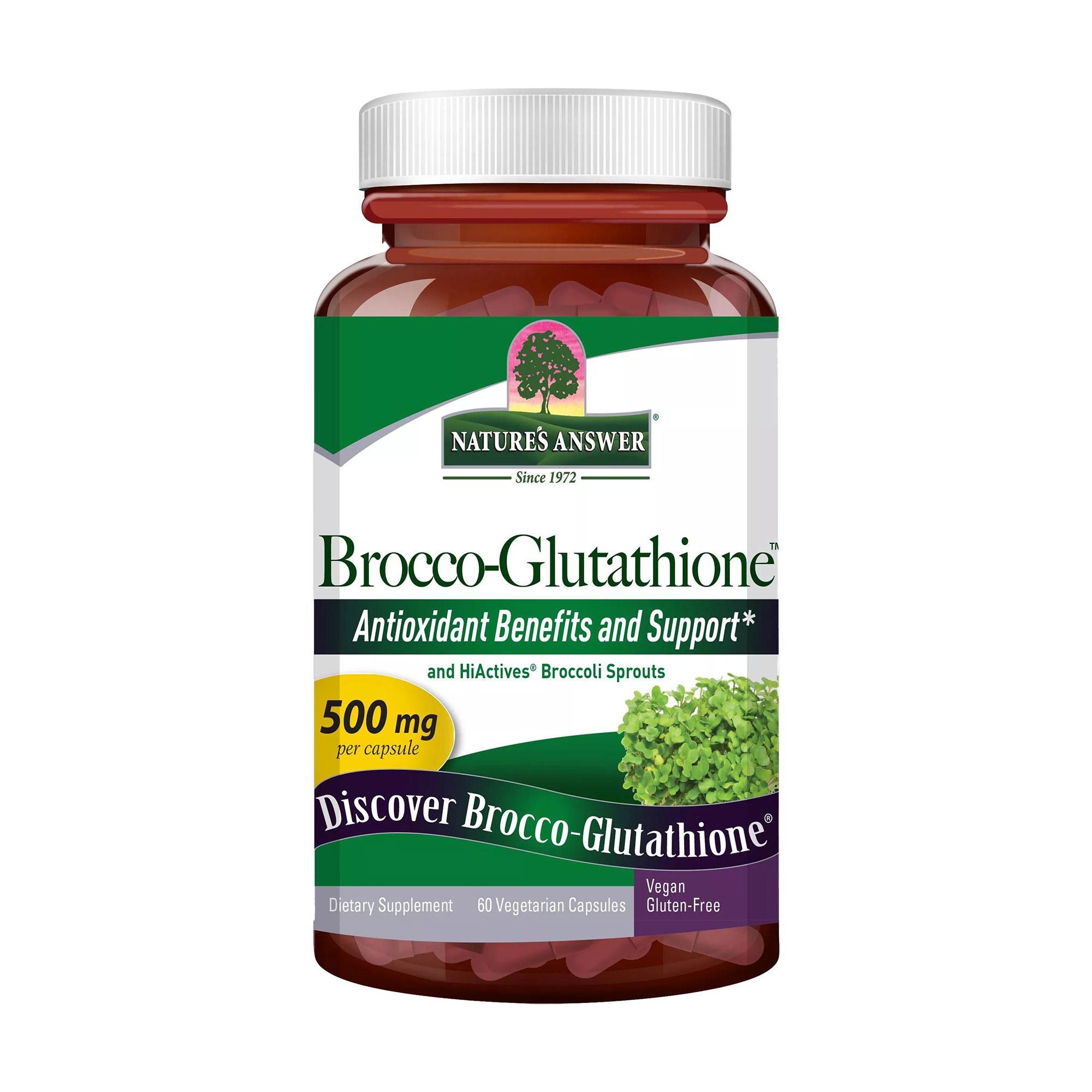 Брокко-глутатіон Nature's Answer Brocco-Glutathione 500 мг, 60 капсул